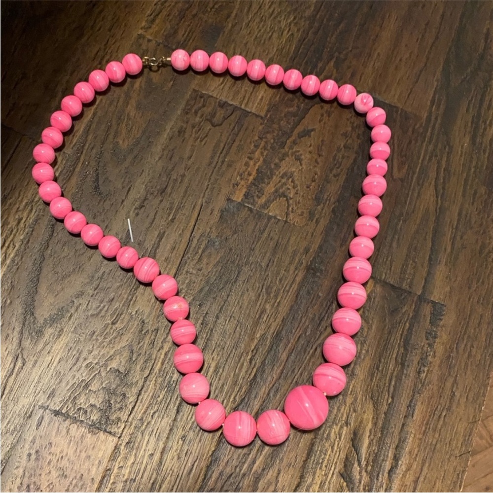 Vintage Pink Beaded Necklace 1950s necklace 1960s necklace pink necklace